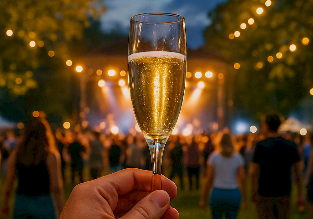 Untied Festivals Oy tarjoaa kaikille ensimmäisen puolen tunnin aikana Naantali Sunfestien alueelle saapuville asiakkaille lasillisen kuohujuomaa.