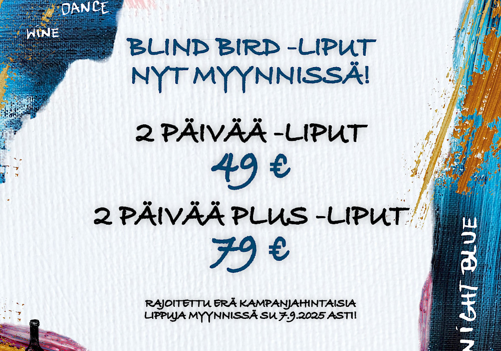 Huippuedulliset BLIND BIRD -liput Naantali Sunfest 2026 -tapahtumaan on avattu myyntiin!